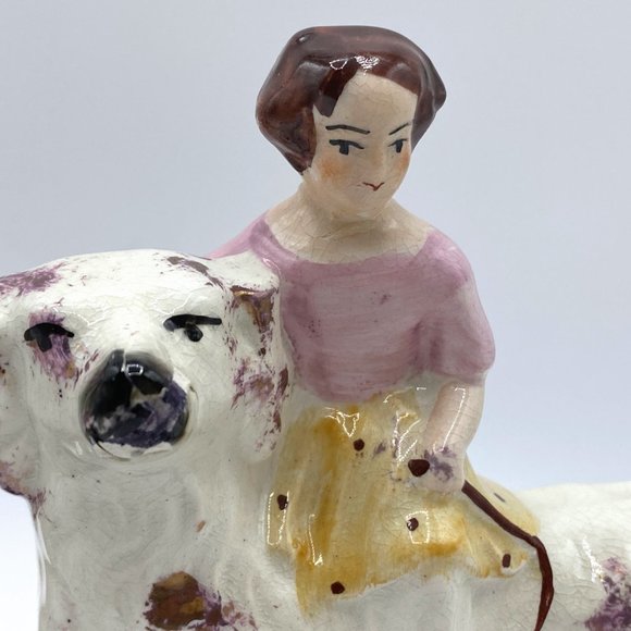 c1900 Antique Pair of Staffordshire Royal Children on Spaniels - Picture 10 of 15